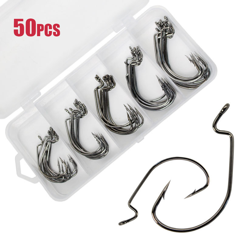50 Uds anzuelo de gusano ancho - Fishing Hook Barbless reseña y precio