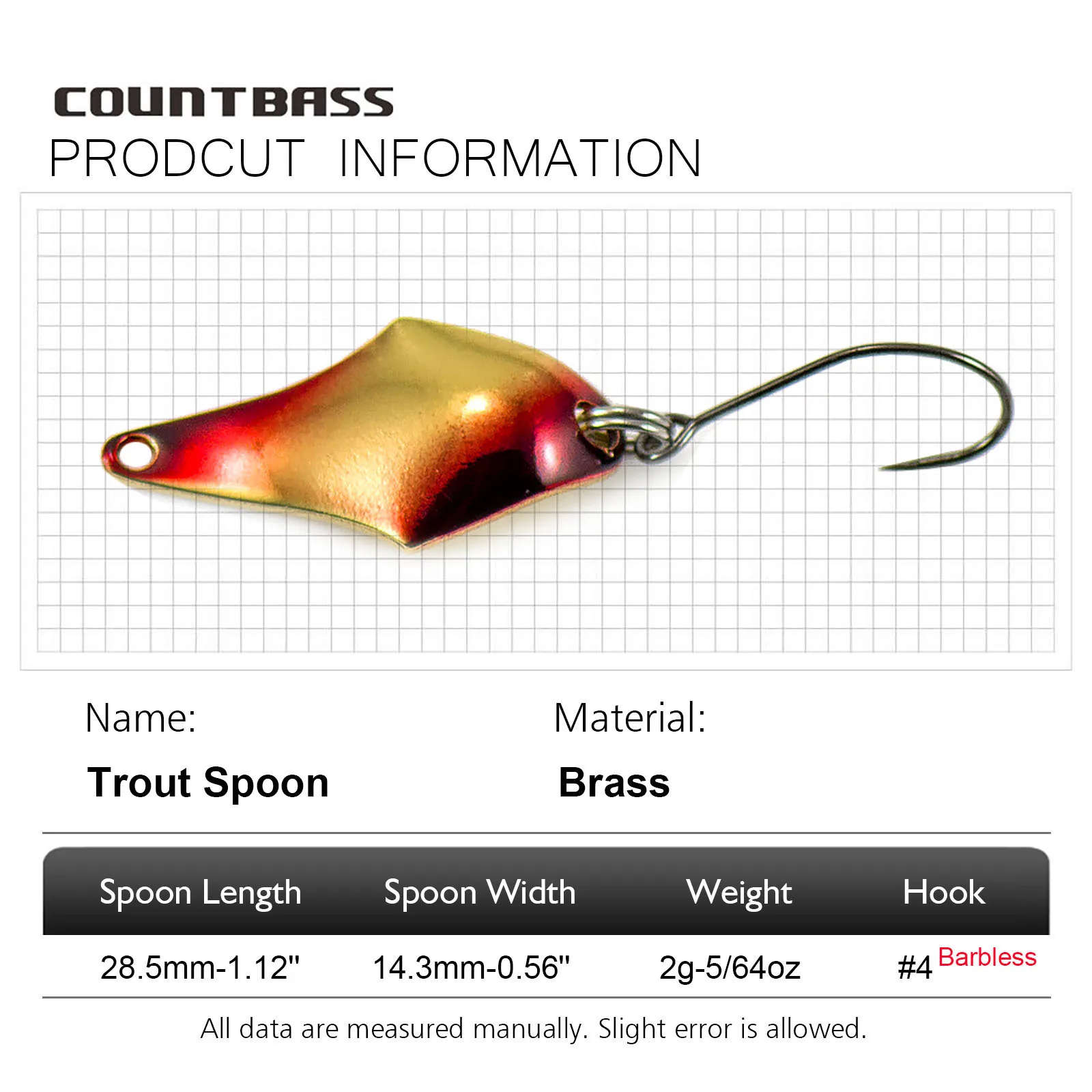 COUNTBASS 5/64oz 2g cuchara de - Fishing Hook Barbless reseña y precio